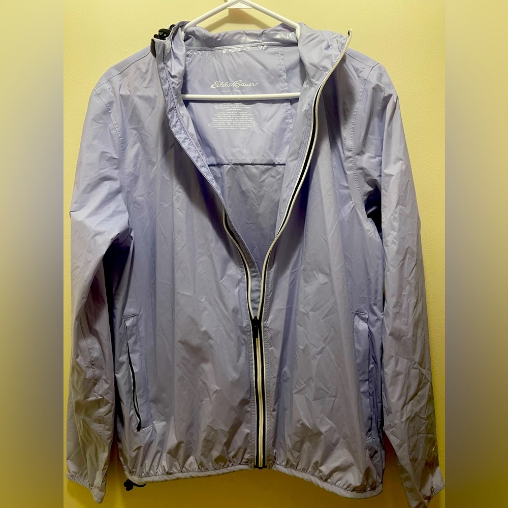 Eddie Bauer Lightweight Rain Jacket  Medium Lilac Full Zip Nylon  Hooded Women